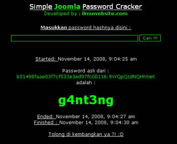 Konsep sederhana Joomla Password Cracker web desain grafis